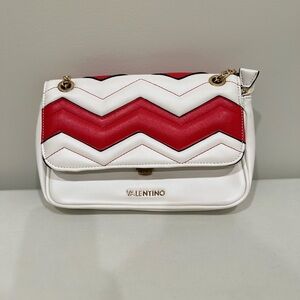 Mario Valentino Chevron Red and White Crossbody Bag